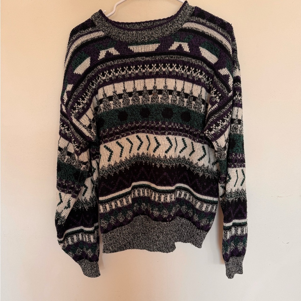 Patterned Sweater - Black, Green, Purple